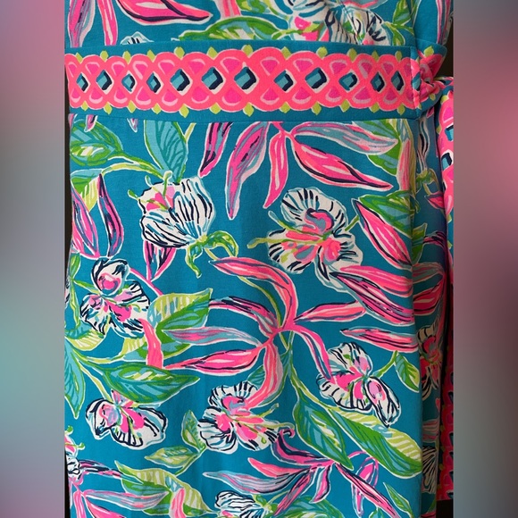 Lilly Pulitzer Clancie Knee length Wrap Dress Turquoise Size Large - Picture 4 of 15